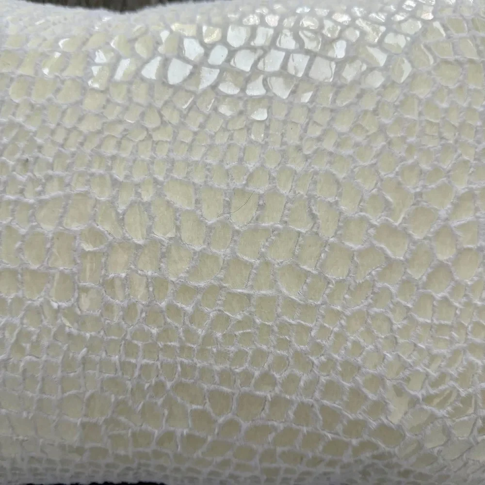 Newport Ivory Iridescent Faux Snakeskin Lumbar Rectange Throw Pillow